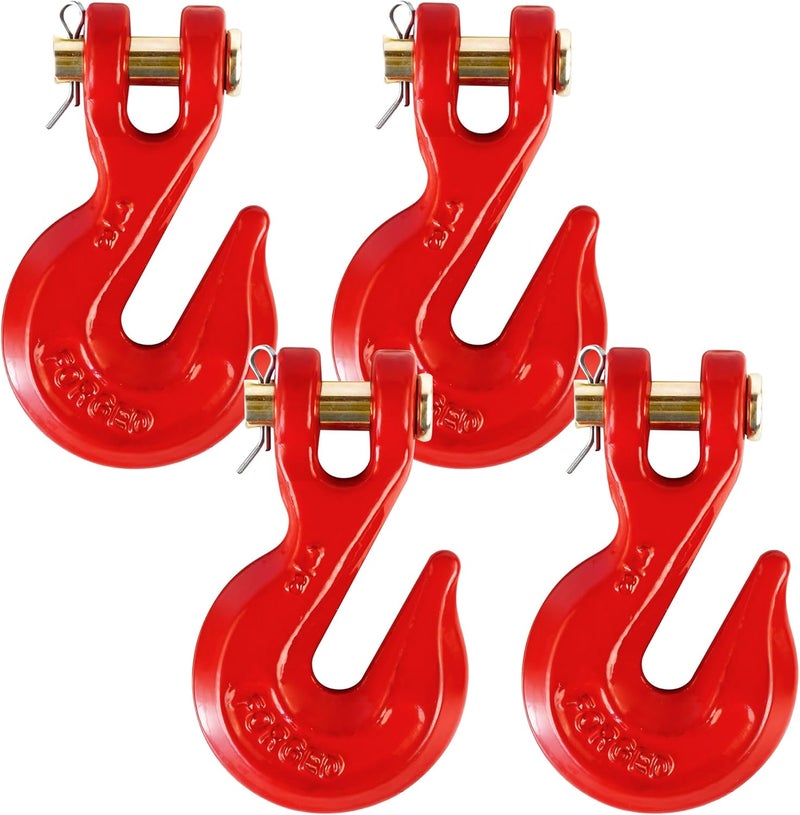 Digank 3/8" Clevis Grab Hooks (4 Pack) Heavy Duty Chain Hook for 3/8 Inch Grade 70 Chain Forged Alloy Steel- for Trailer Truck Transport - Yellow Chromate Finish - 7,500 lbs - Image 1